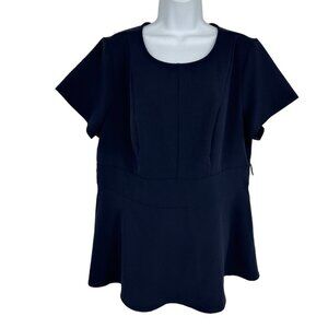 Lane Bryant Flare Sleeve Black Scoop-Neck Fit & Flare Blouse Size 14